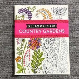 Relax & Color Country Gardens Adult Coloring Book Paperback 2017